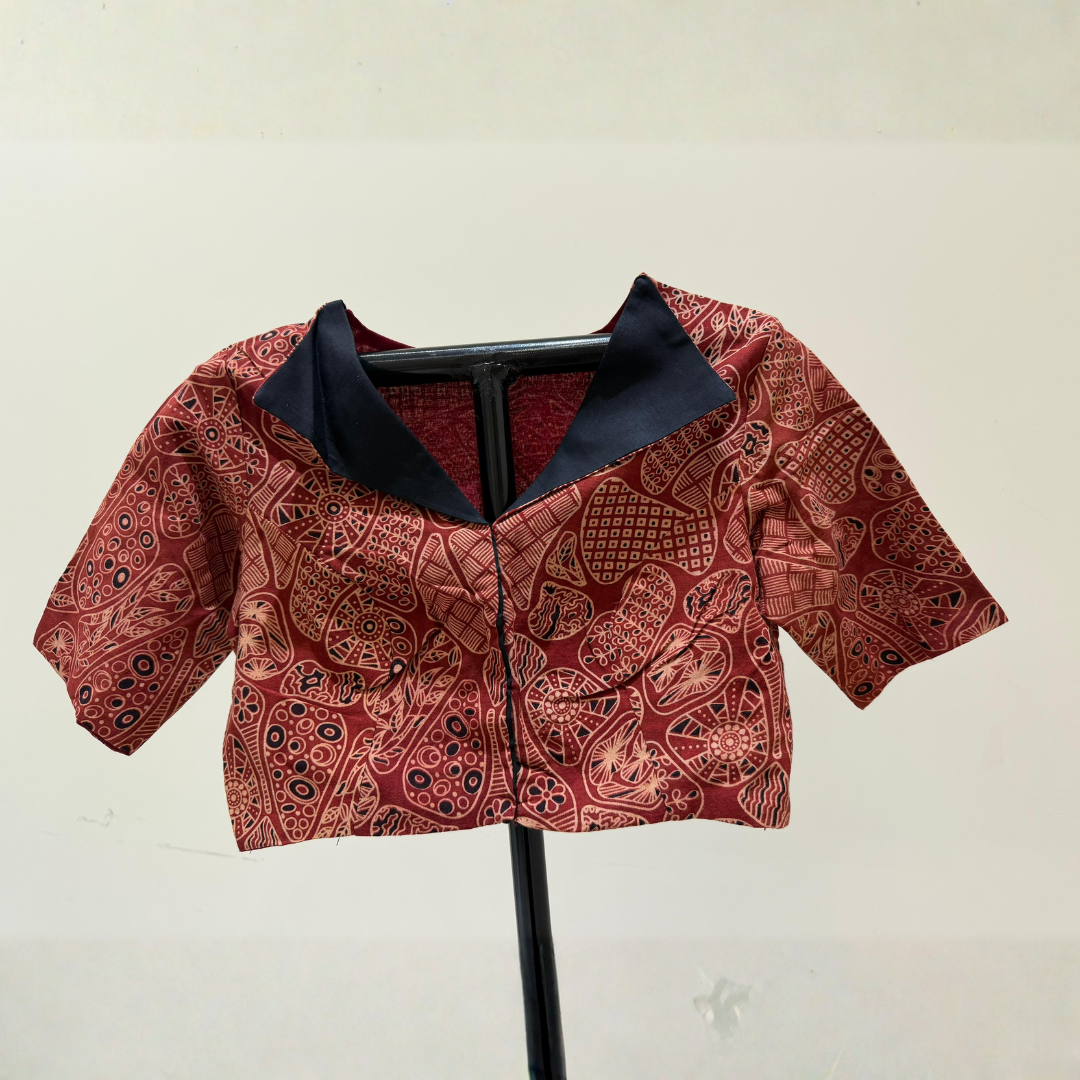 Ajrakh Blouse With Collar