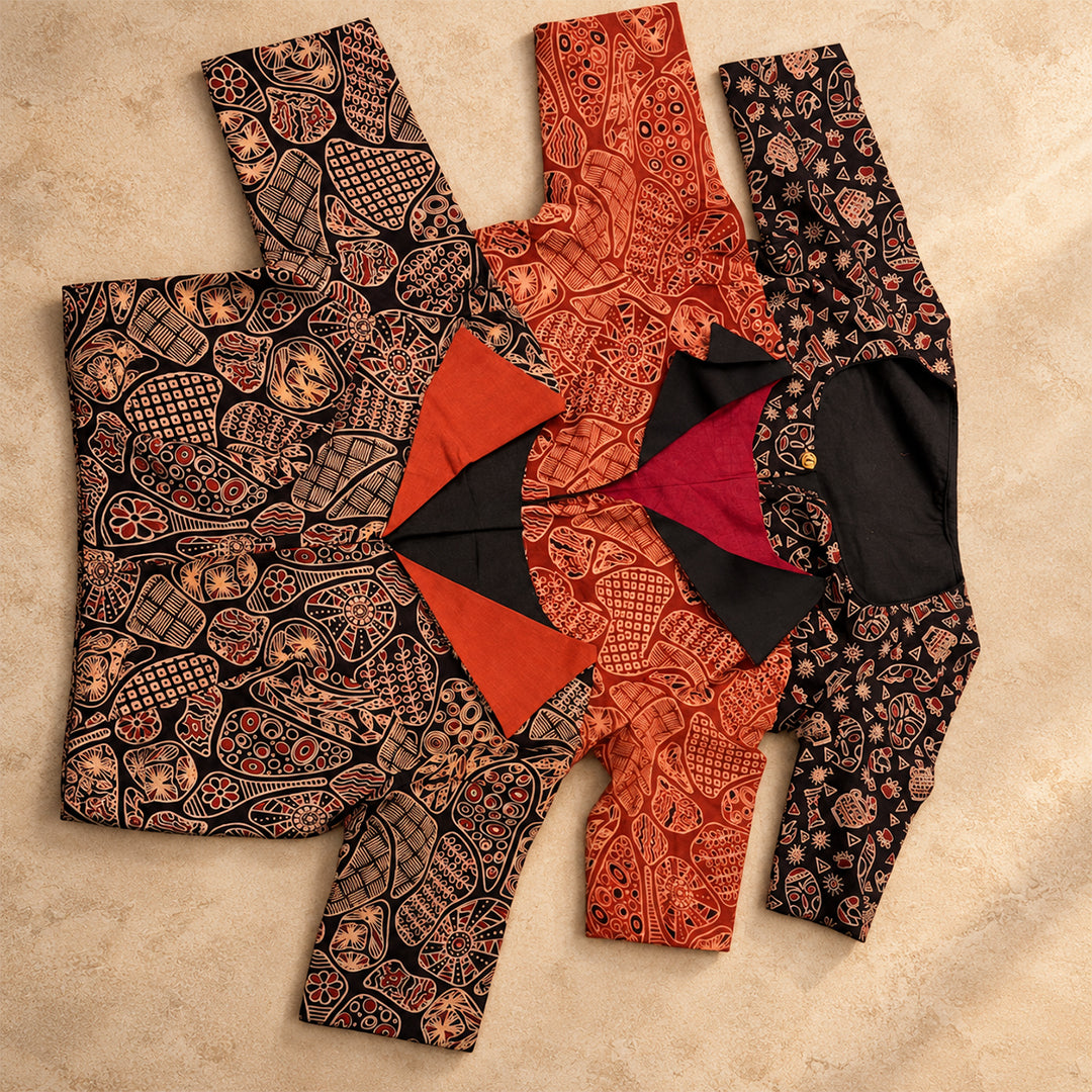 Ajrakh Blouse With Collar