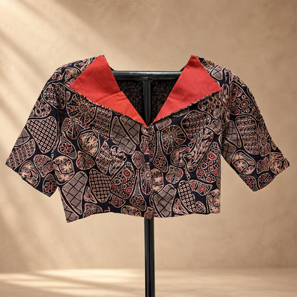 Ajrakh Blouse With Collar