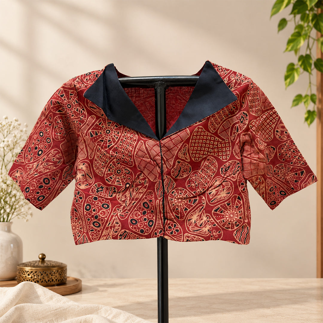 Ajrakh Blouse With Collar