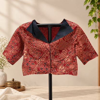 Ajrakh Blouse With Collar