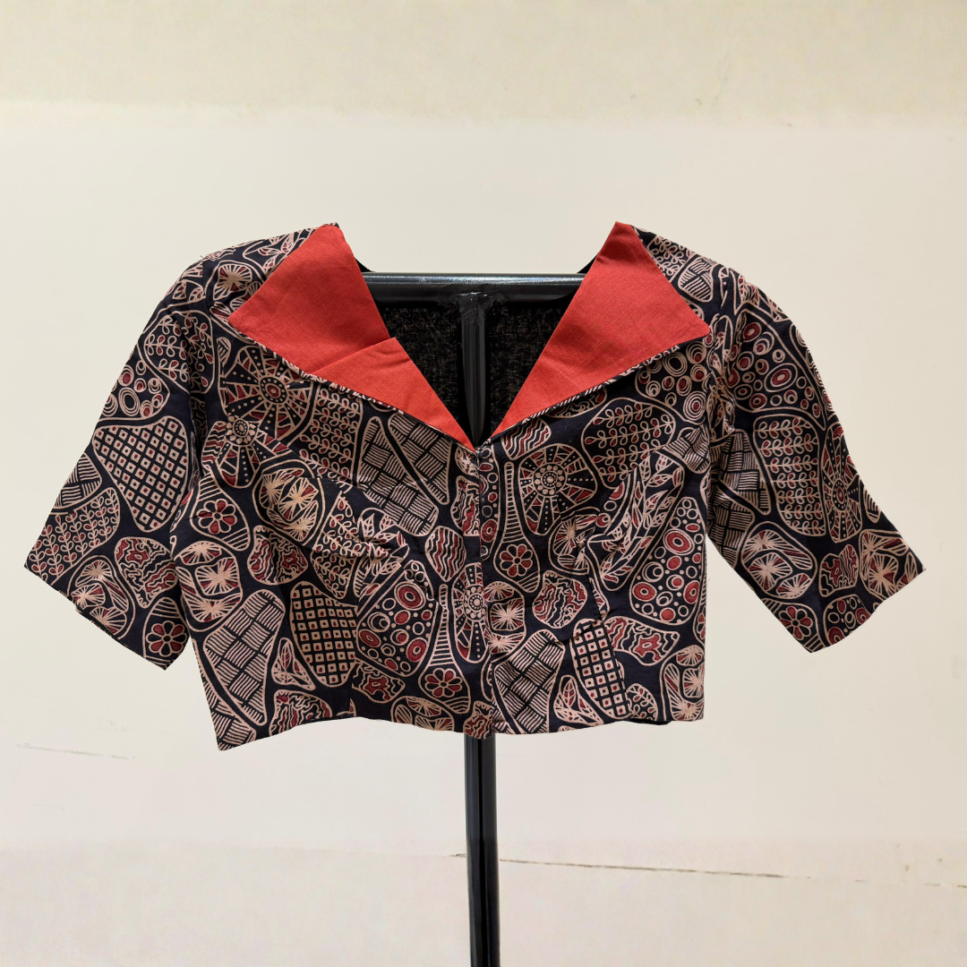 Ajrakh Blouse With Collar