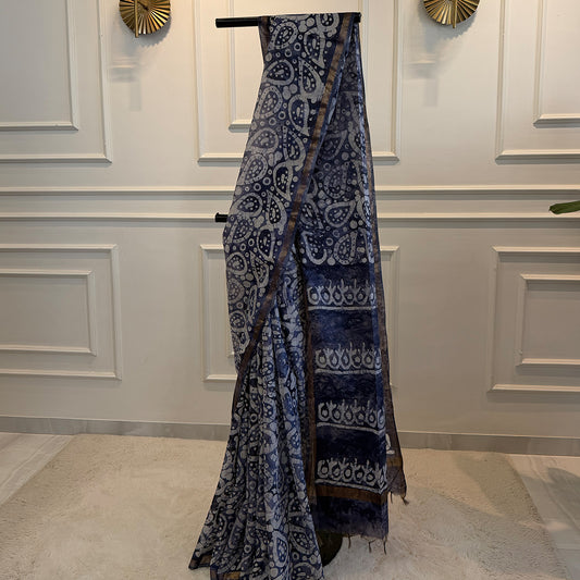 Chanderi Cotton With Batik Print