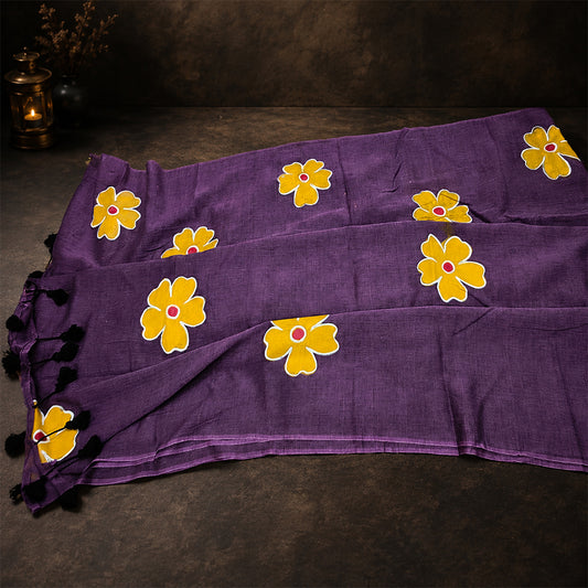 Handpainted Mul Cotton Big flowers