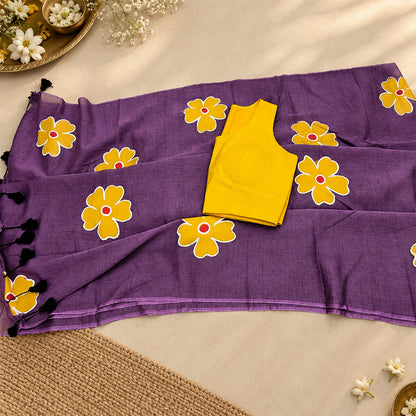 Handpainted Mul Cotton Big flowers