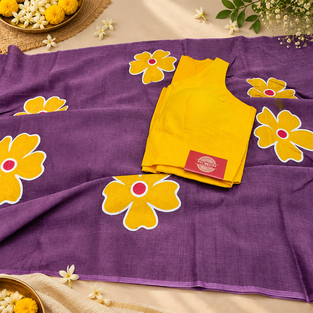 Handpainted Mul Cotton Big flowers
