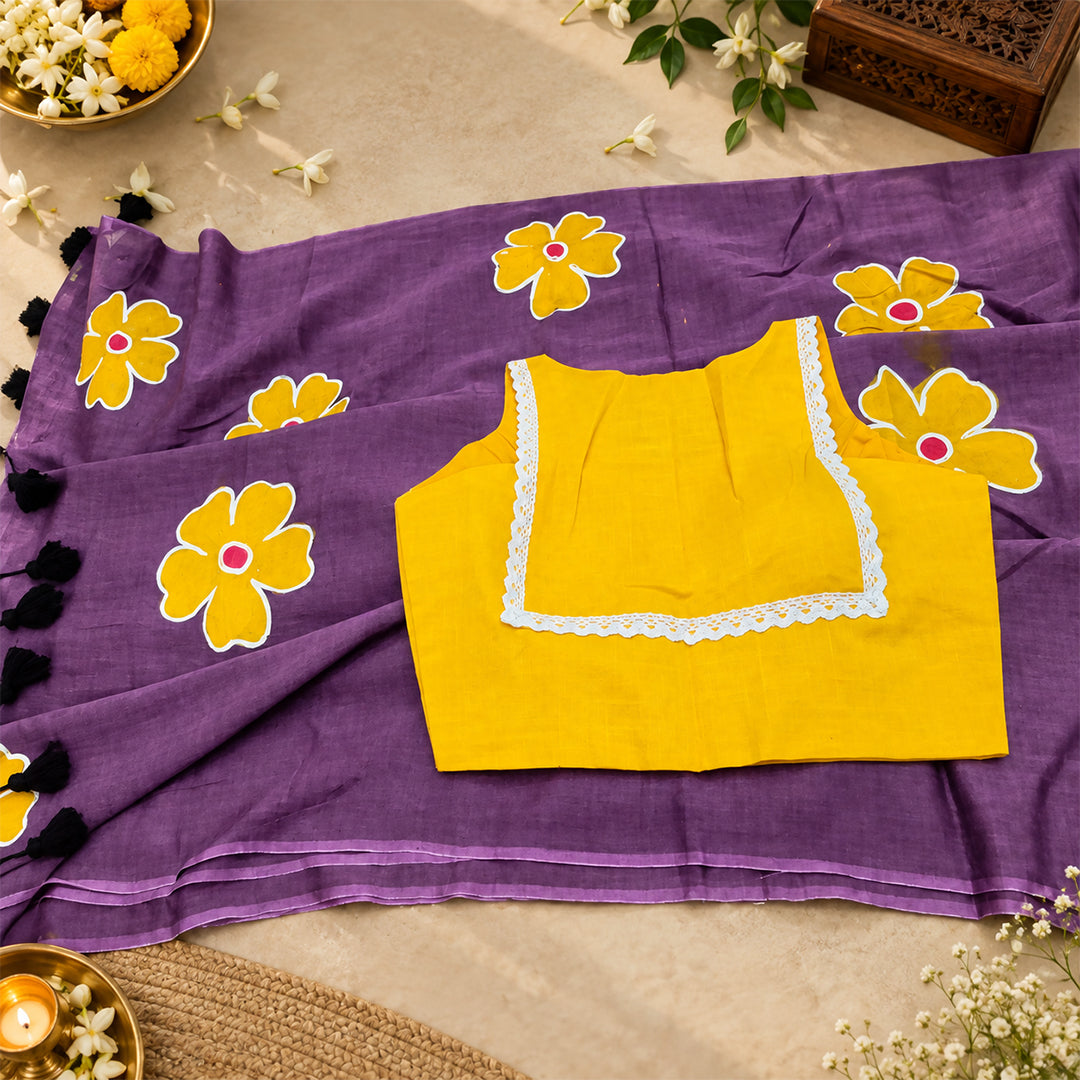 Handpainted Mul Cotton Big flowers
