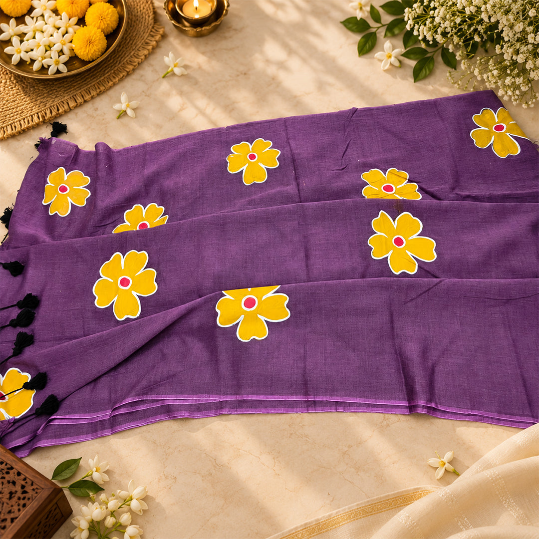 Handpainted Mul Cotton Big flowers