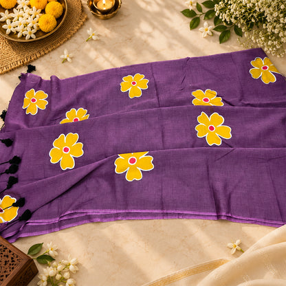 Handpainted Mul Cotton Big flowers
