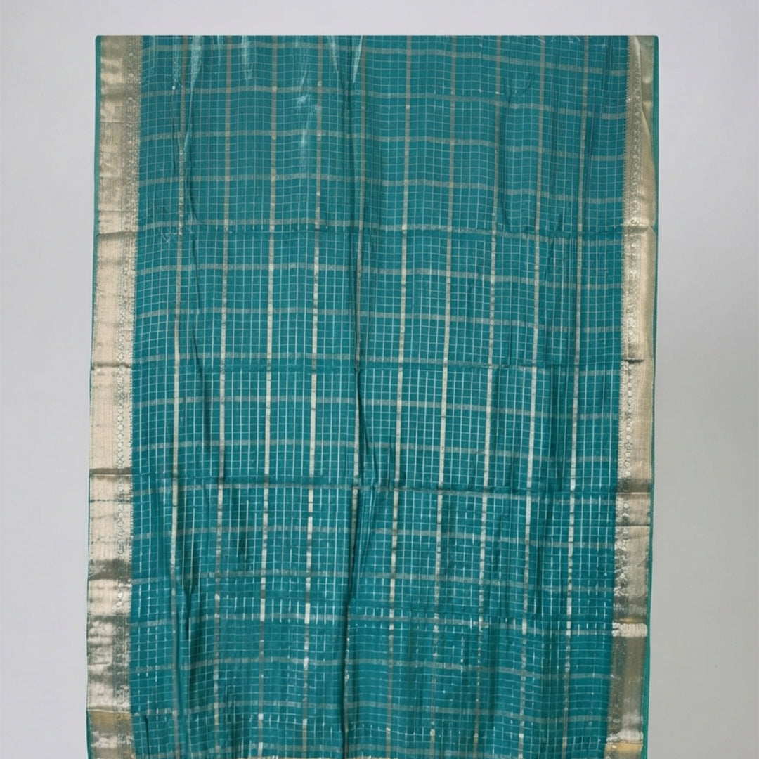 Maheshwari Silk With Golden Checks
