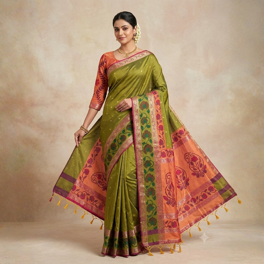 Soft Silk Saree With Pochampally Border