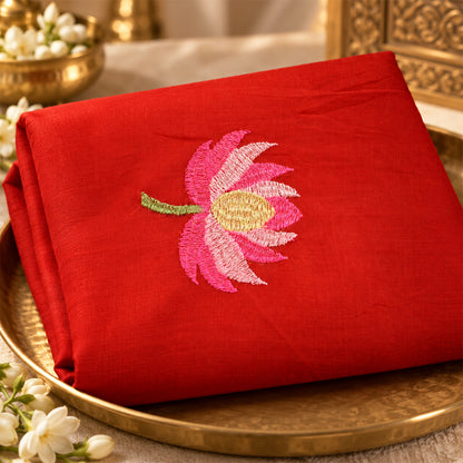 Mul cotton sarees with Lotus Embroidery