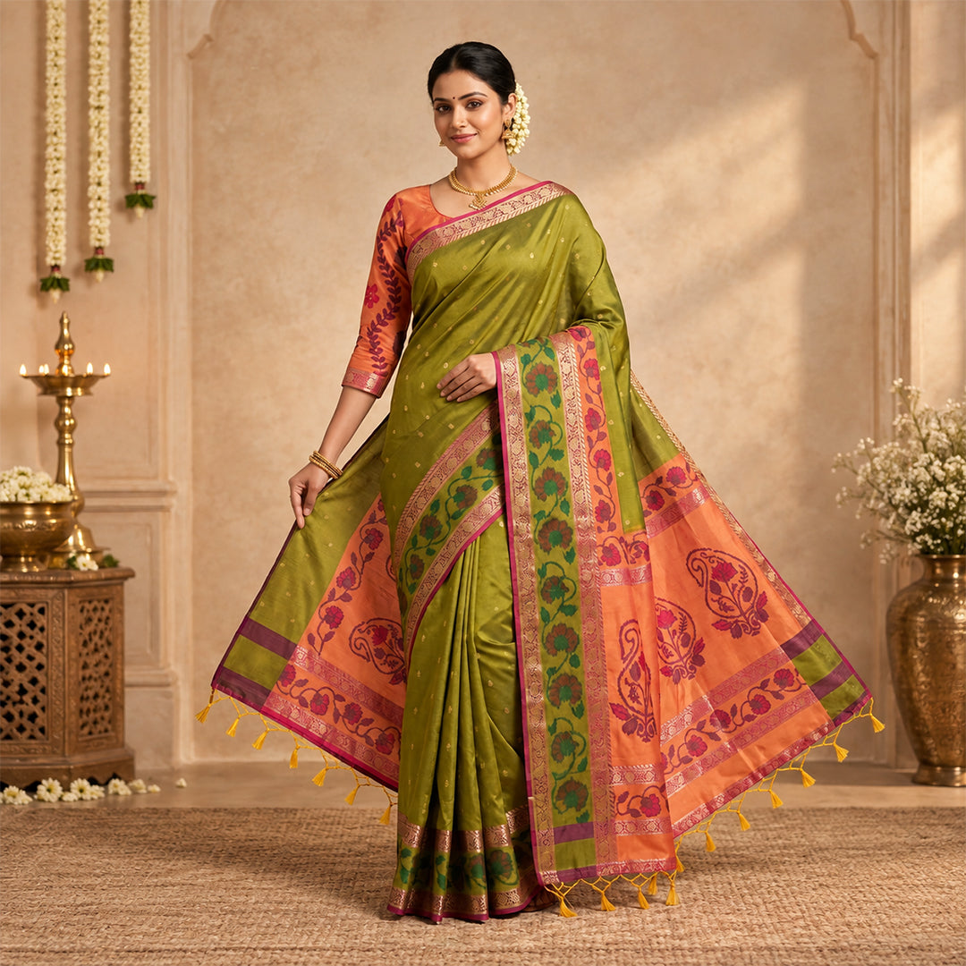 Soft Silk Saree With Pochampally Border