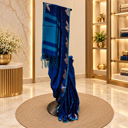 Tussar Silk With Peacock Border