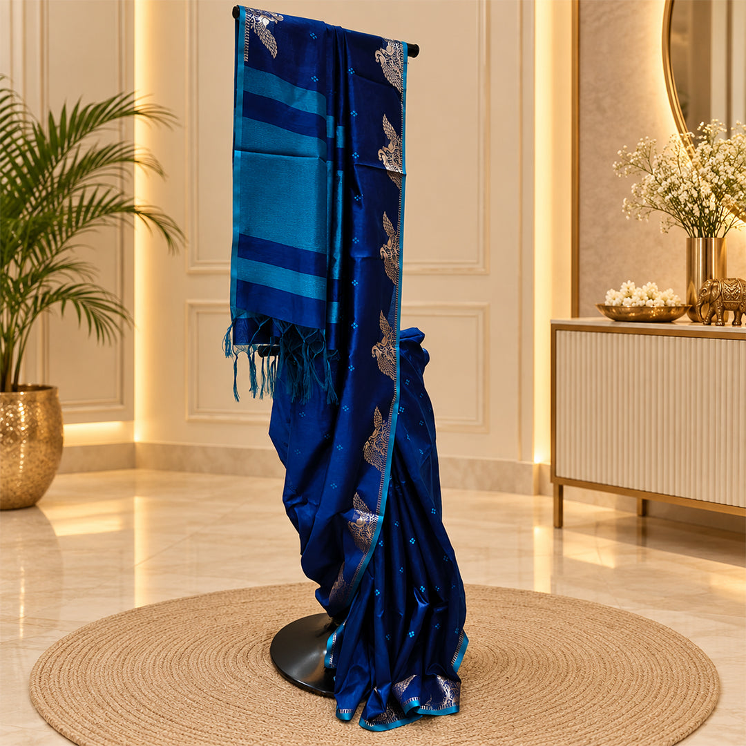 Tussar Silk With Peacock Border