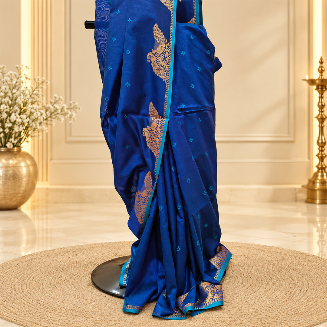 Tussar Silk With Peacock Border