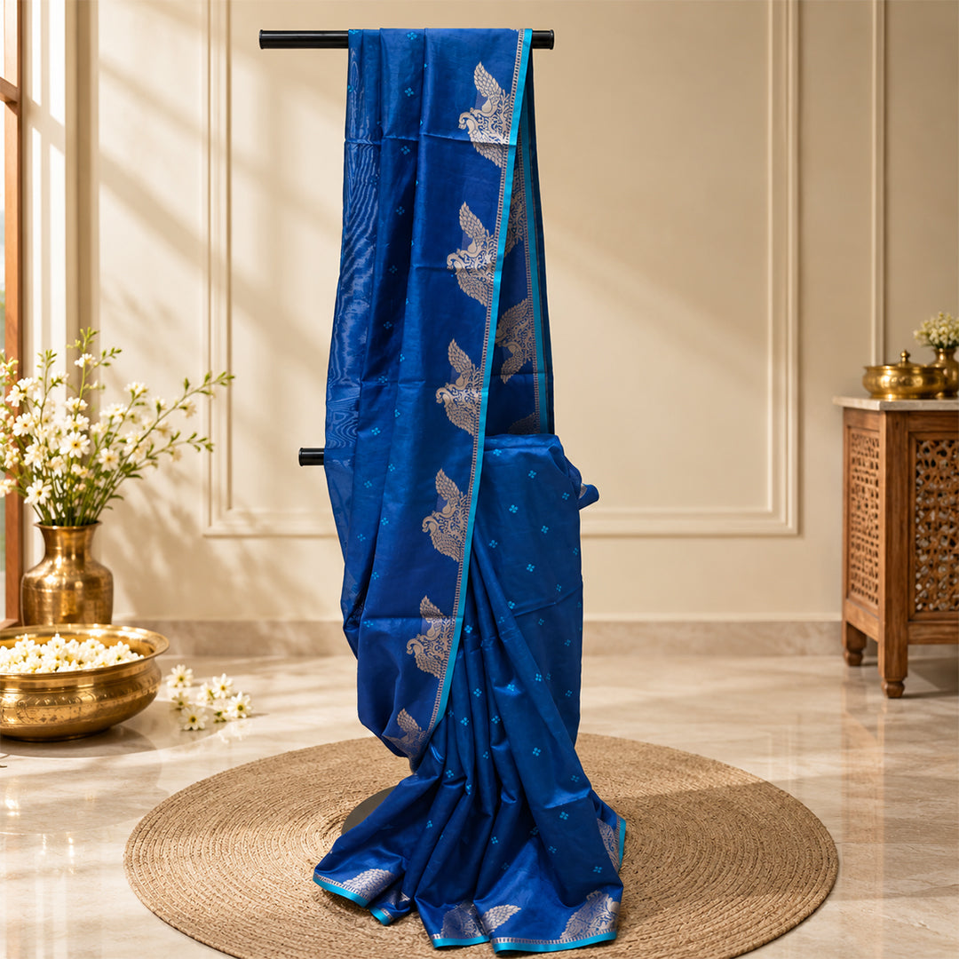 Tussar Silk With Peacock Border
