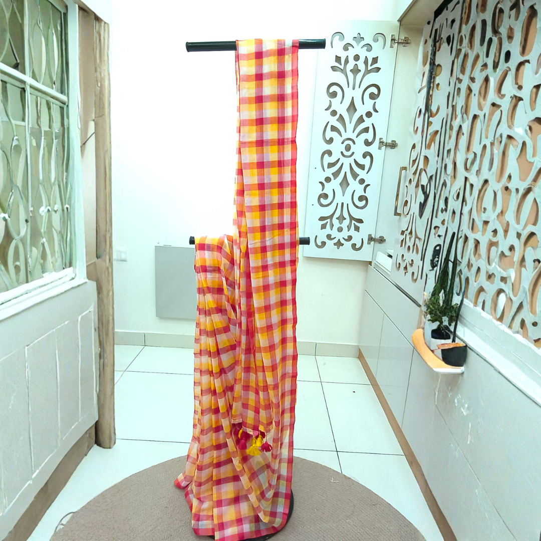 Mul Cotton Check Pattern Multiple Colour