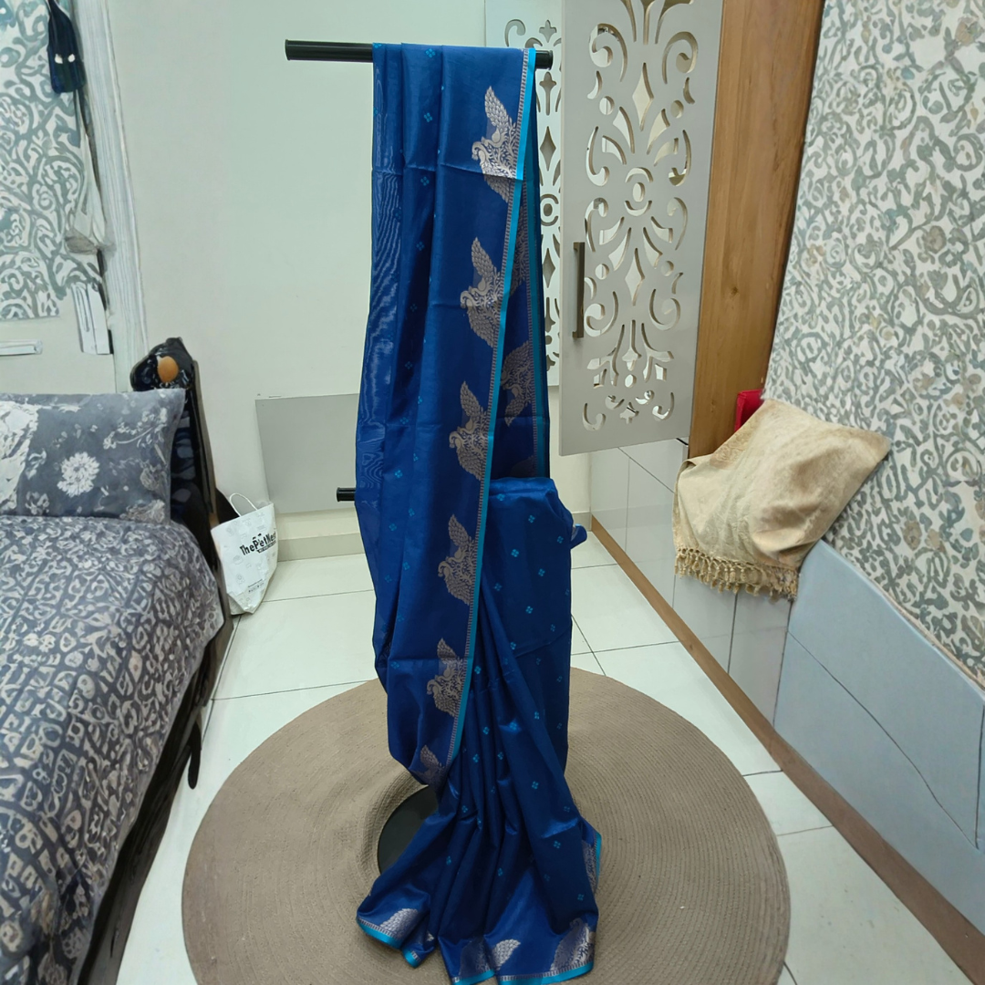 Tussar Silk With Peacock Border