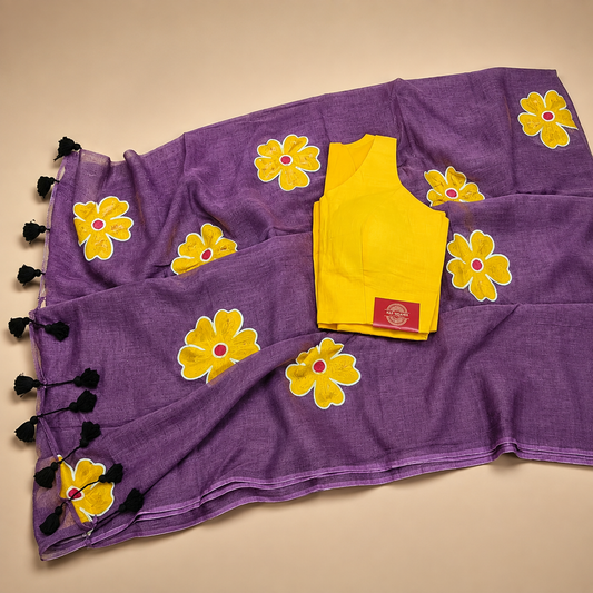 Handpainted Mul Cotton Big flowers